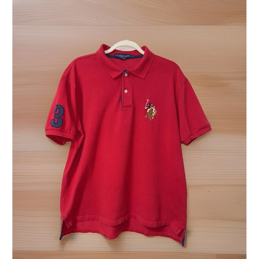 Big Pony US POLO Men's XL Shirt Short Sleeve Red Y2K Preppy Retro
